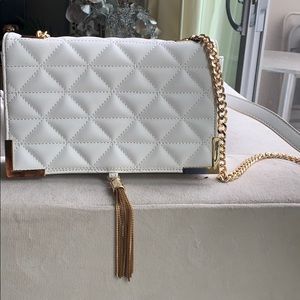 Bebe white and gold cross body